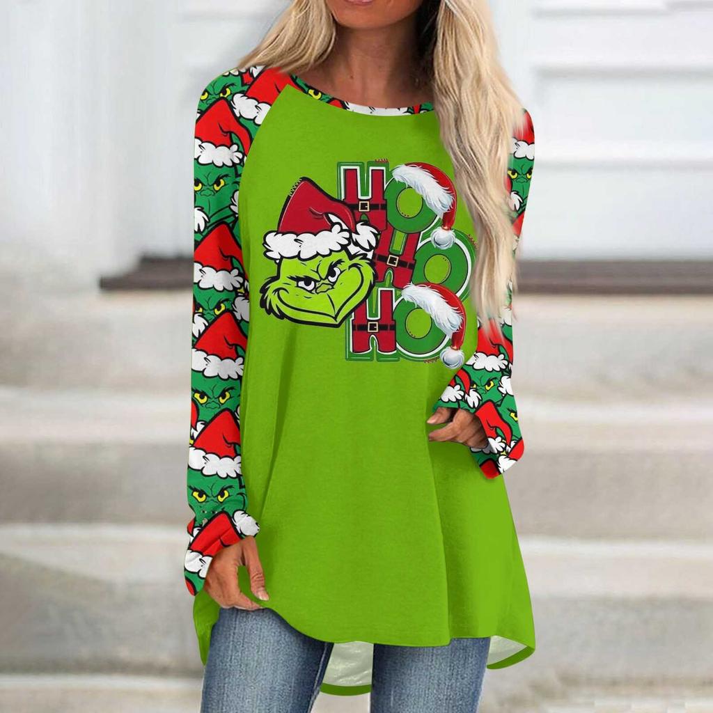 Dámské podzimní a zimní tričko s dlouhým rukávem a kulatým výstřihem ležérní tričko s dlouhým rukávem