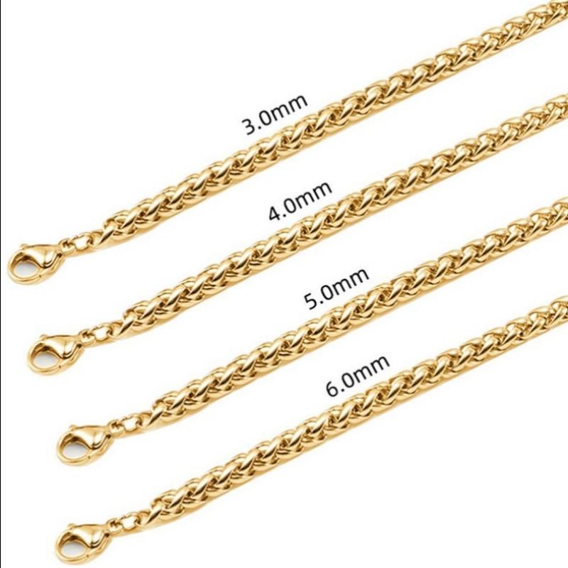HNSP 3MM-6MM STAINLESS STEEL Twisted Chain Necklace For Men Women Accessories Waterproof Anti-fading