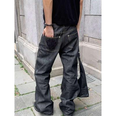 Blugi evazați JYL pentru bărbați Nișă American Vintage Denim brut Largi Casual Lungime până la podea Denim
