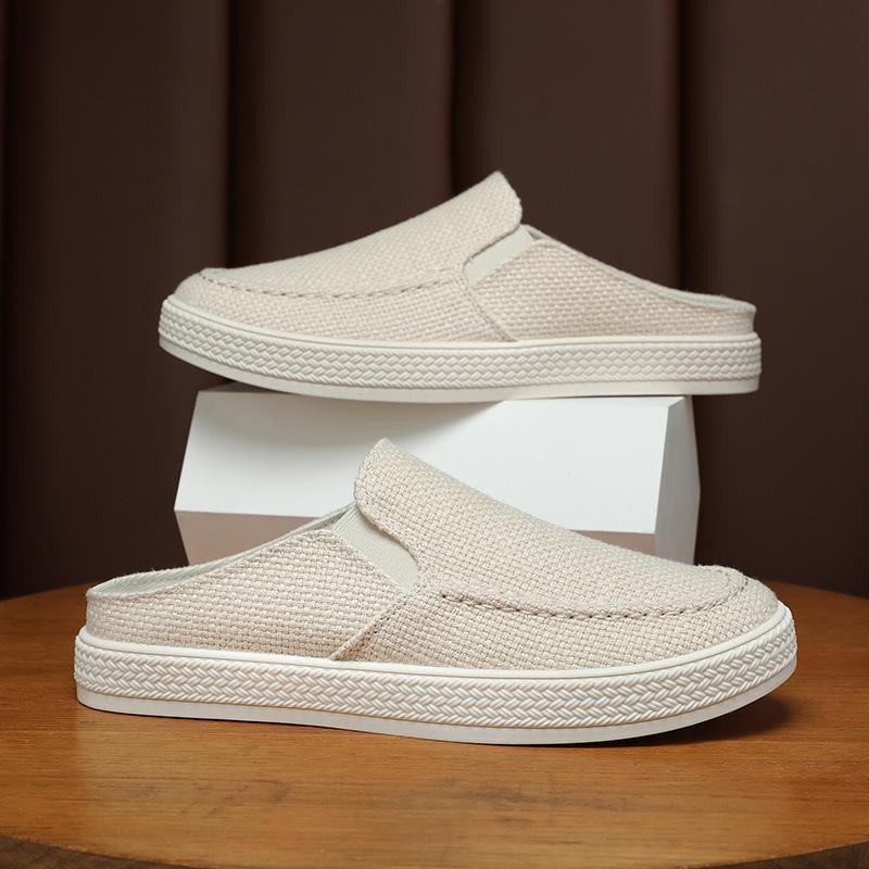 

Летние новые летние дышащие офисные полушлепанцы на одной педали мужские тканевые туфли парусиновые ленивые туфли 44