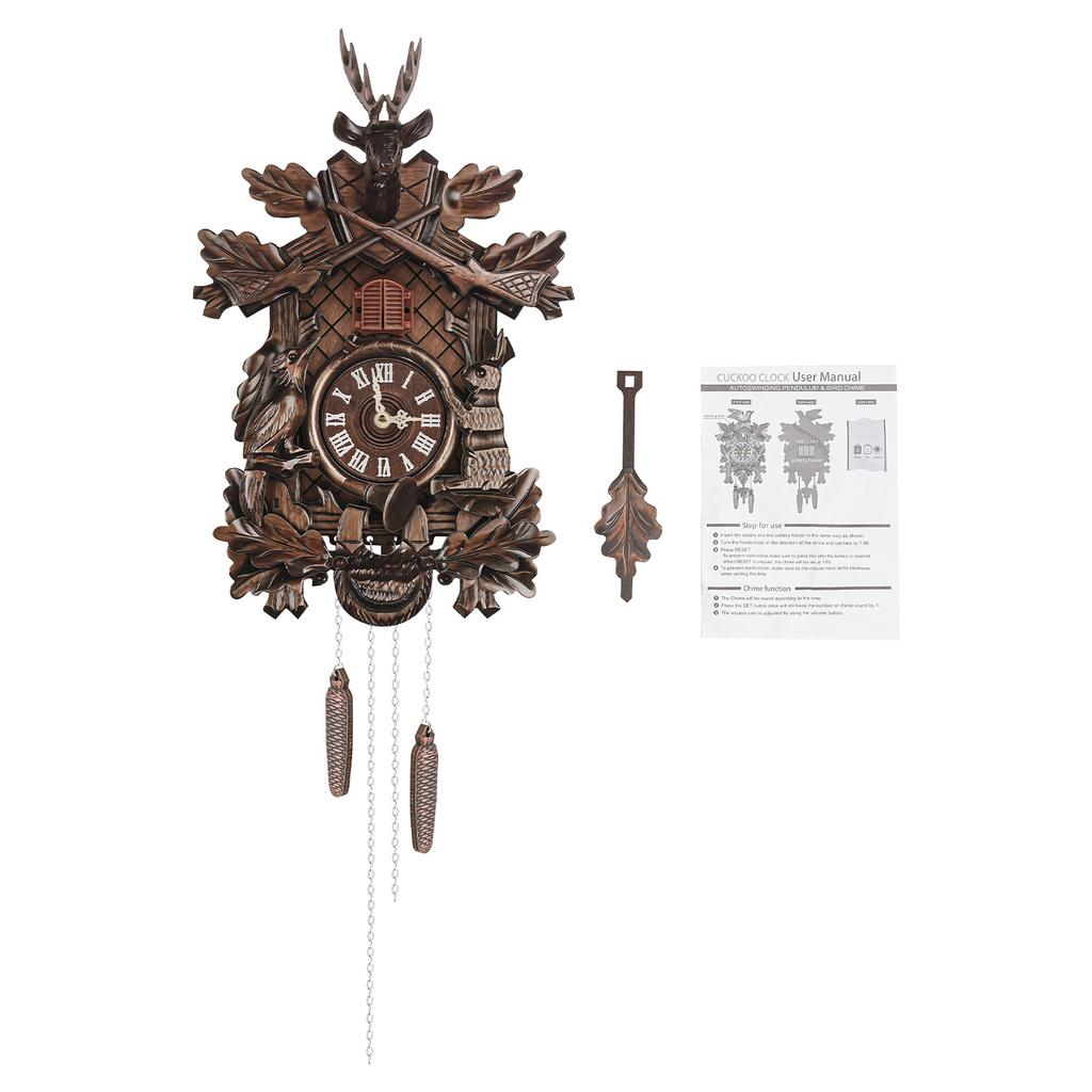 Kuckucksuhr für die Wand, traditionelle Kuckucksuhr im Schwarzwälder Stil, ideal für Wohnzimmer und Schlafzimmer, auch als Geschenk für die Familie geeignet.