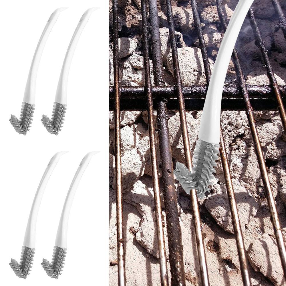 4Pcs 2 in 1 Kitchen Cleaning Brush V-shaped Durable Grid Cleaning Brush Soft Bristles Reliable Exhaust Fan Stove Cleaner Sink
