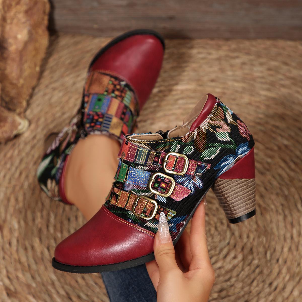 

Women Bohemian Ankle Boots Lace Up Round Toe Designer Shoes Women Autumn Winter Women Comfortable Short Boots Zapatos De Mujer 36 красный