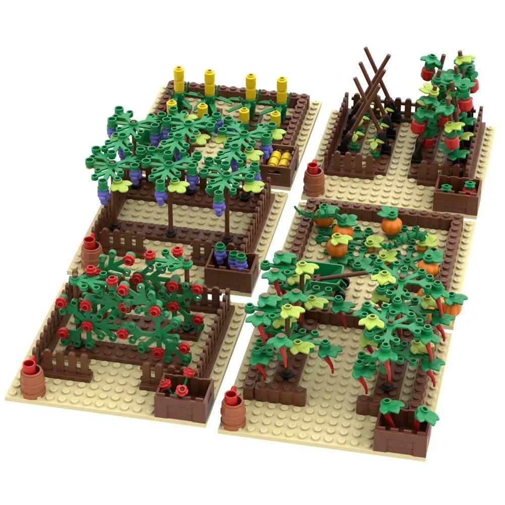 Giardino di Verdure Fai da Te Mini Blocchi da Costruzione MOC Fattoria Zucca Uva Coltura Pianta Fiore Mattoncini Educativi Assemblati Giocattoli Regali per Bambini