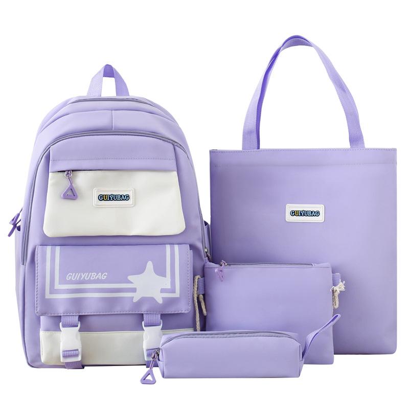 Schoolbag Large Capacity Mother and Child Four-piece Backpack Junior High School Student Schoolbag Ins Japanese Harajuku High Value Girl Backpack