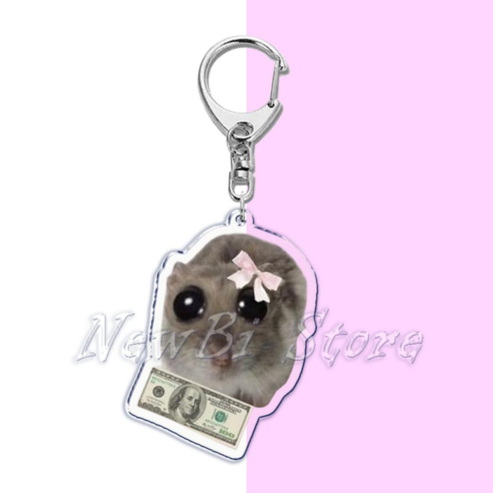 Fun Meme Im Just A Girl Sad Hamster Key Chain Keychains Ring for Accessories Bag Funny Pendant Keyring Jewelry Fans Gifts