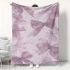 1pc Purple Bow-patterned Blanket, Polyester Fabric, Machine Washable, Suitable for Sofas, Beds, and Camping.