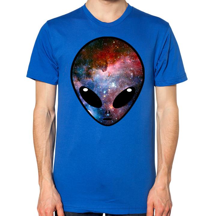 Alien Galaxy Head Universe Space T-Shirt Men Women Unisex Aliens Top S