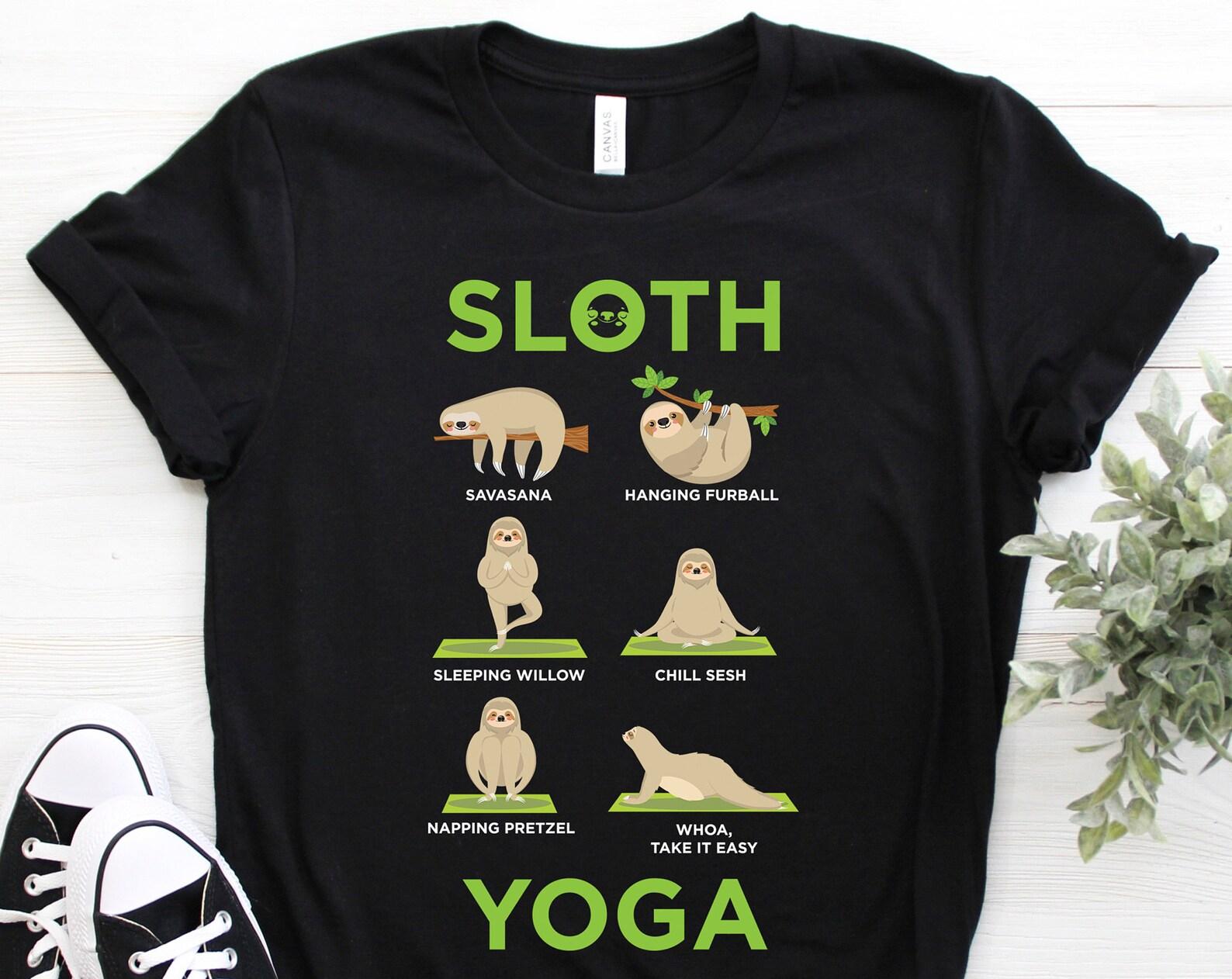 Yoga Meditation Cute Lazy Sloth Funny Sloths Animals Lover Gift T-Shirt, Vintage Sloth Running Hiking Team, Napping Kids Boys Girls Present, 130