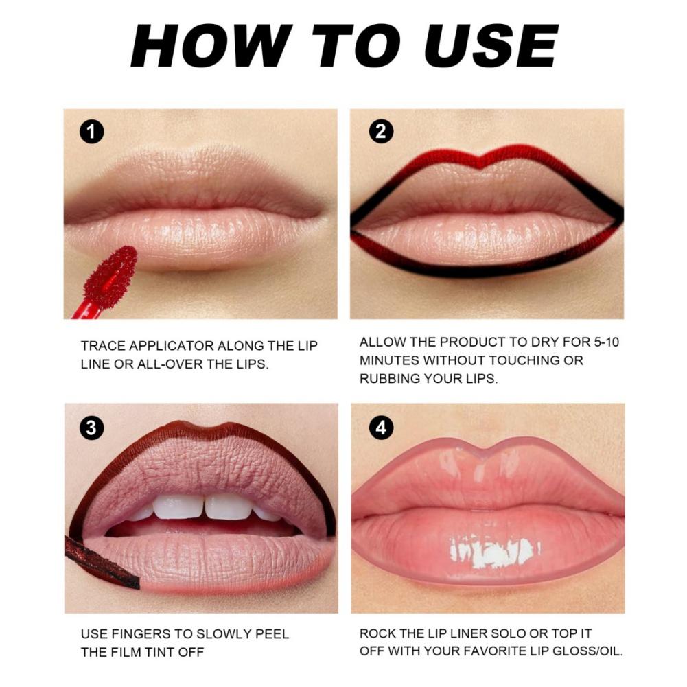 6 Farben Peel-Off-Maske Lipgloss Langanhaltende Lippentönung Peel-Off-Lippenfleck Lipliner