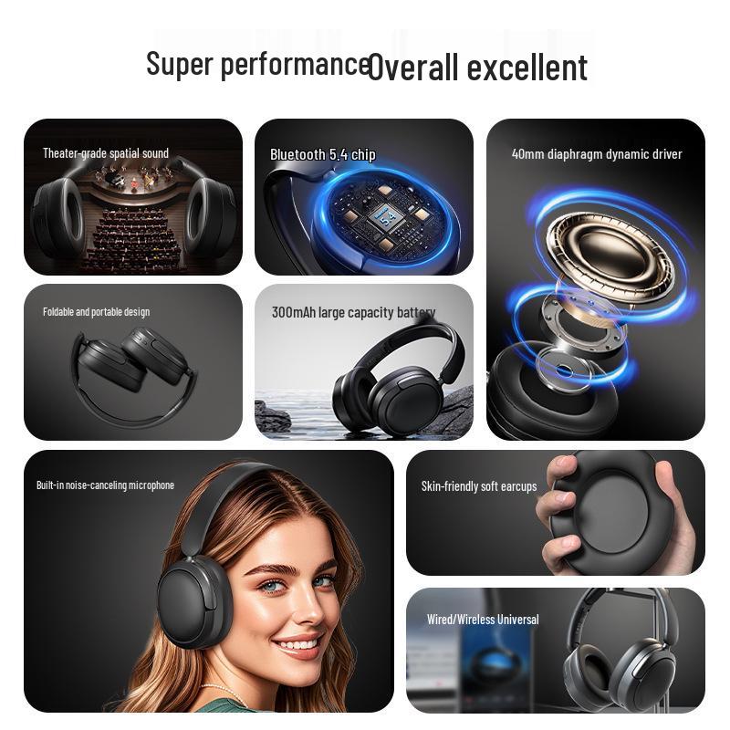 New Cross-Border Bluetooth Over-Ear Gaming Headphones with Large Battery Capacity