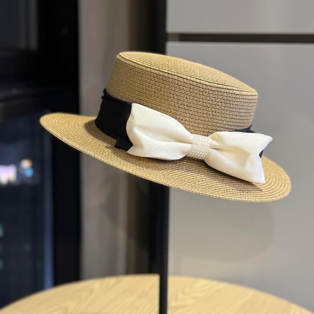 Summer Flat Brim Hat | Breathable Vintage Small Hat, Lightweight Acrylic, Ideal for Beach and Casual Wear