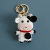 Cartoon Animal Series Crochet Keychain Cute Cow keyrings Handmaking Knitted Mini Animal Doll Keychain Custom Accessory