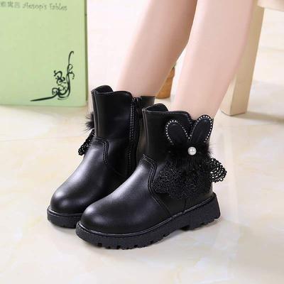 Girls Shoes Boots Children's Short Boots Autumn and Winter 2025 New Cotton Boots Princess Two Cotton Shoes Velvet Warm Lace Rabbit