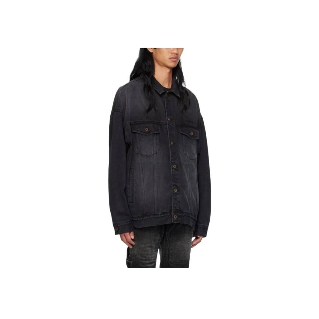 WE11DONE Faded Effect Single-Breasted Loose Denim Jacket Unisex Jackets Black WD-DJ2-24-353-U-BK
