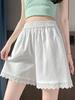 2026 Spring/Summer Women's Black & White Lace Patchwork A-line Elastic Waist Slimming Casual Hot Pants