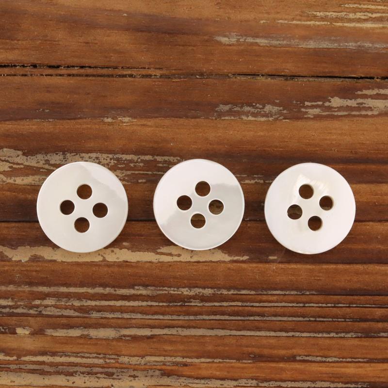 4 Holes Polished Freshwater River Shell Buttons Small Round Thin Edge Durable for Shirts Blouses Handmade Apparel Making