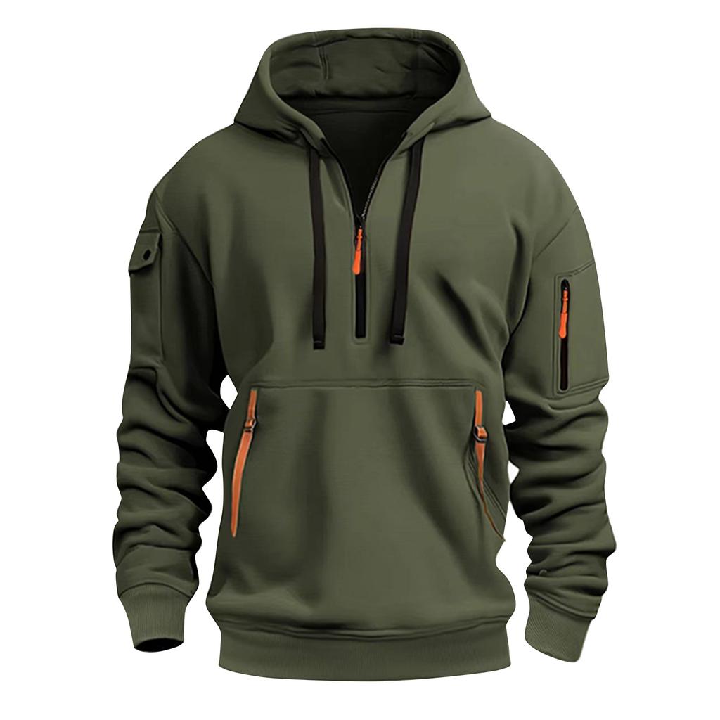 Men's Color Half-Zip Hoodie Men's Sports Plus Size Casual Sweatshirt