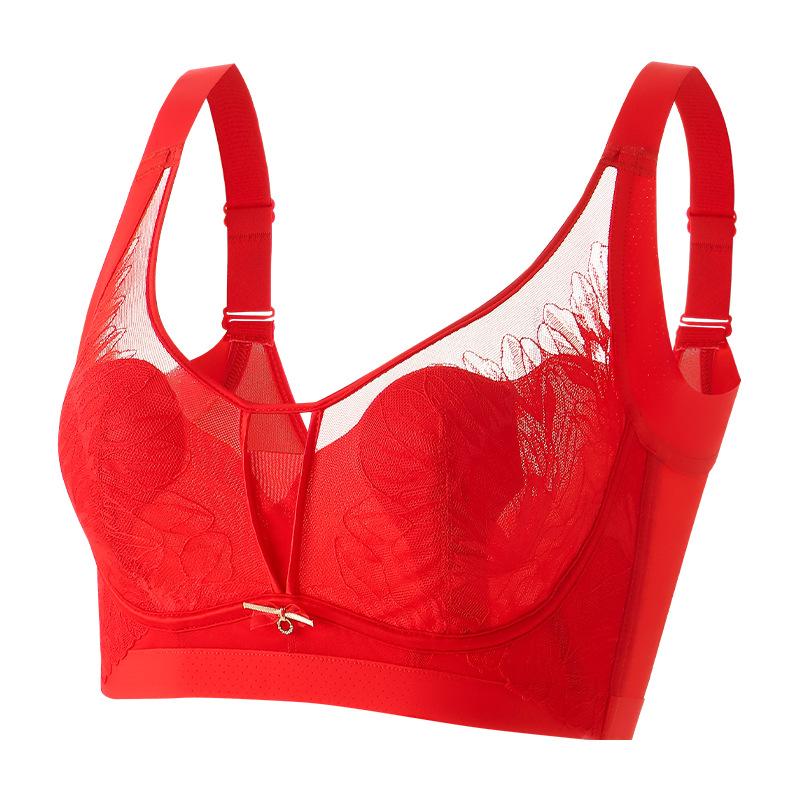 Crystal Cup Bra Women's Rabbit Ear Bra Women's Thin Bra Gathered Anti Sagging Oversized Bra Women's Thin Bra