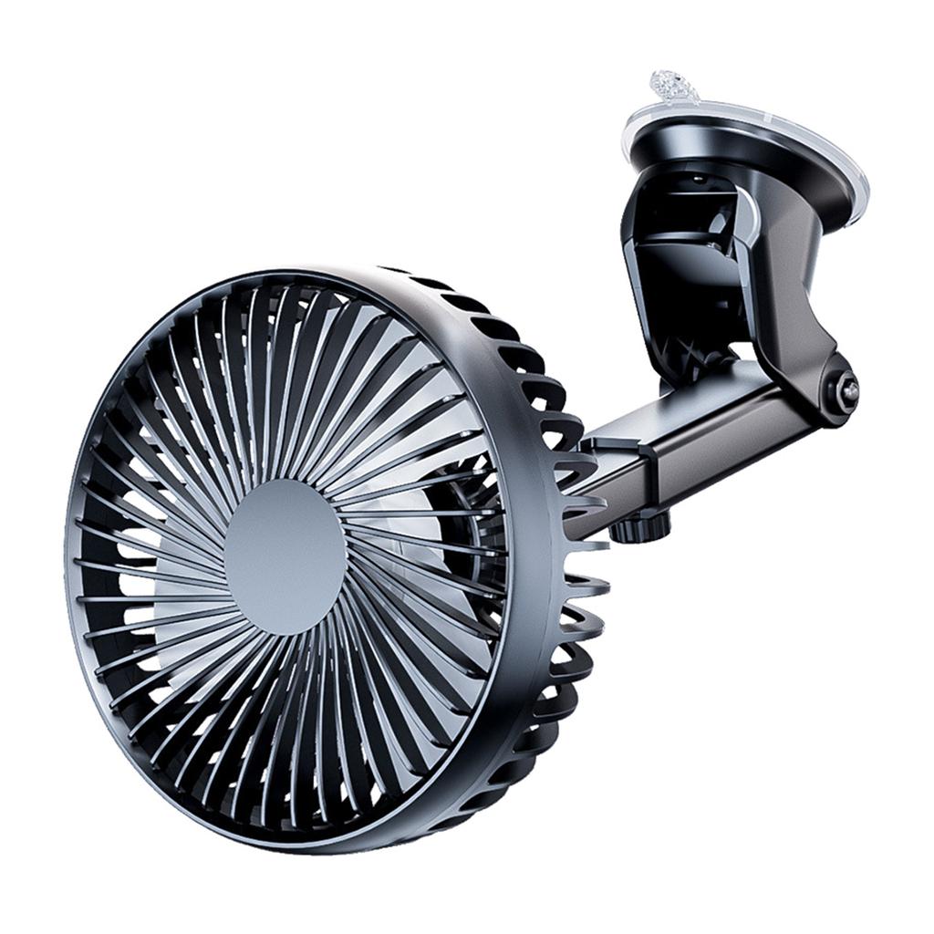 Car Suction Cup Fan USB Power Dashboard Windscreen Mount Cooling Fan Interior Air Circulator Fan 360 Degree Rotating Fan
