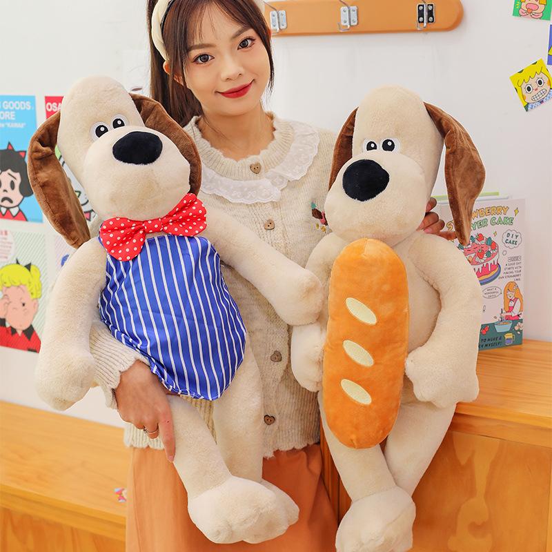 Head dog doll bow tie puppy plush toy dressing chef dog doll sofa pillow sleeping pillow