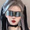 Futuristic Sunglasses Funny Mirrored Party Glasses Futuristic Rimless Eyeglasses for Women Men Halloween Cosplay Party