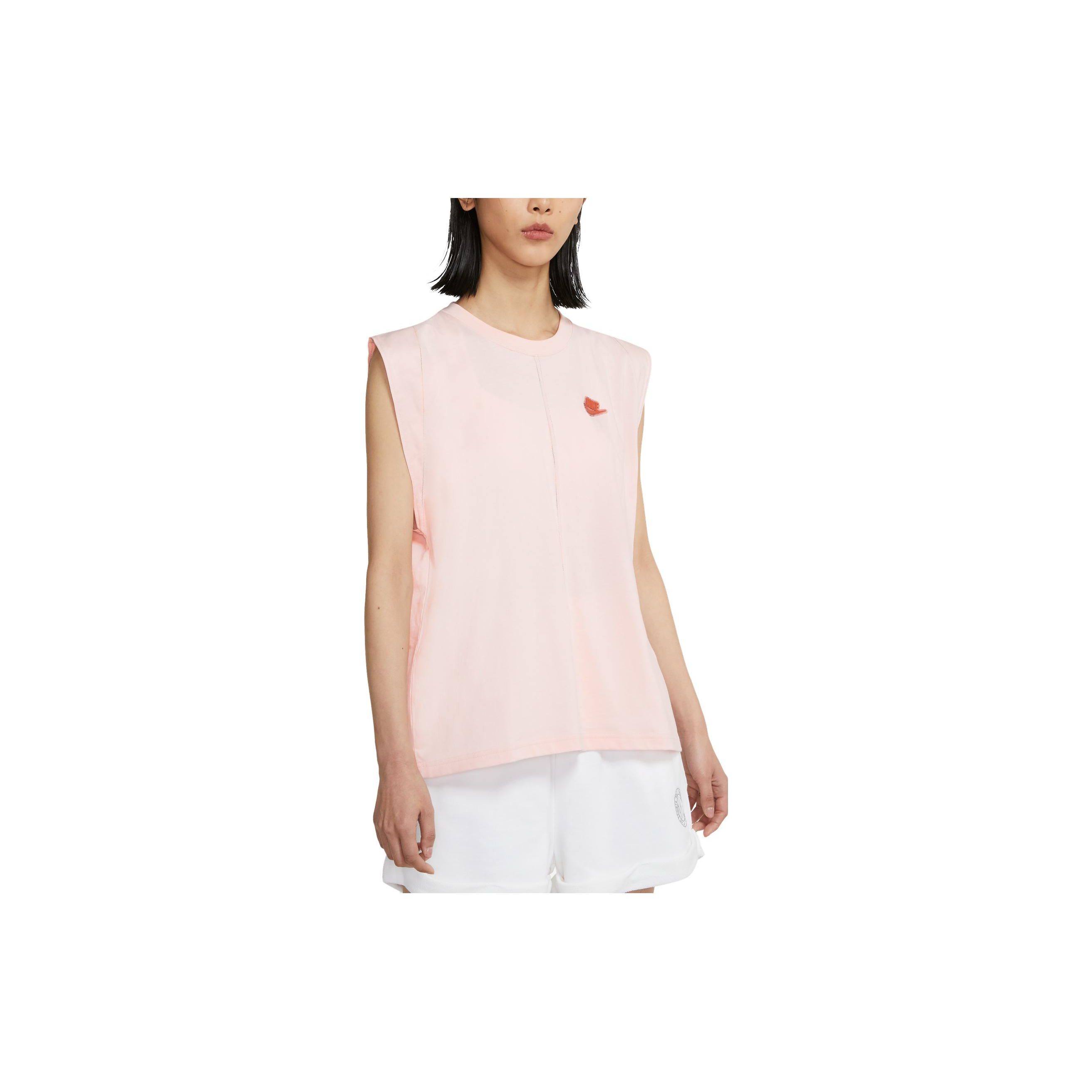 

Nike Спортивная одежда Логотип Узор Однотонный Дышащий Жилет Женские топы Розовый CZ9252-805 M