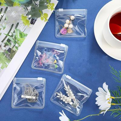 100pcs 3.15x3.15 Inch PVC Trinkets Bags Small Zip Lock Accessories Storage Bracelet Earring Packaging Secure Sealing Dust Moisture Scratch Proof