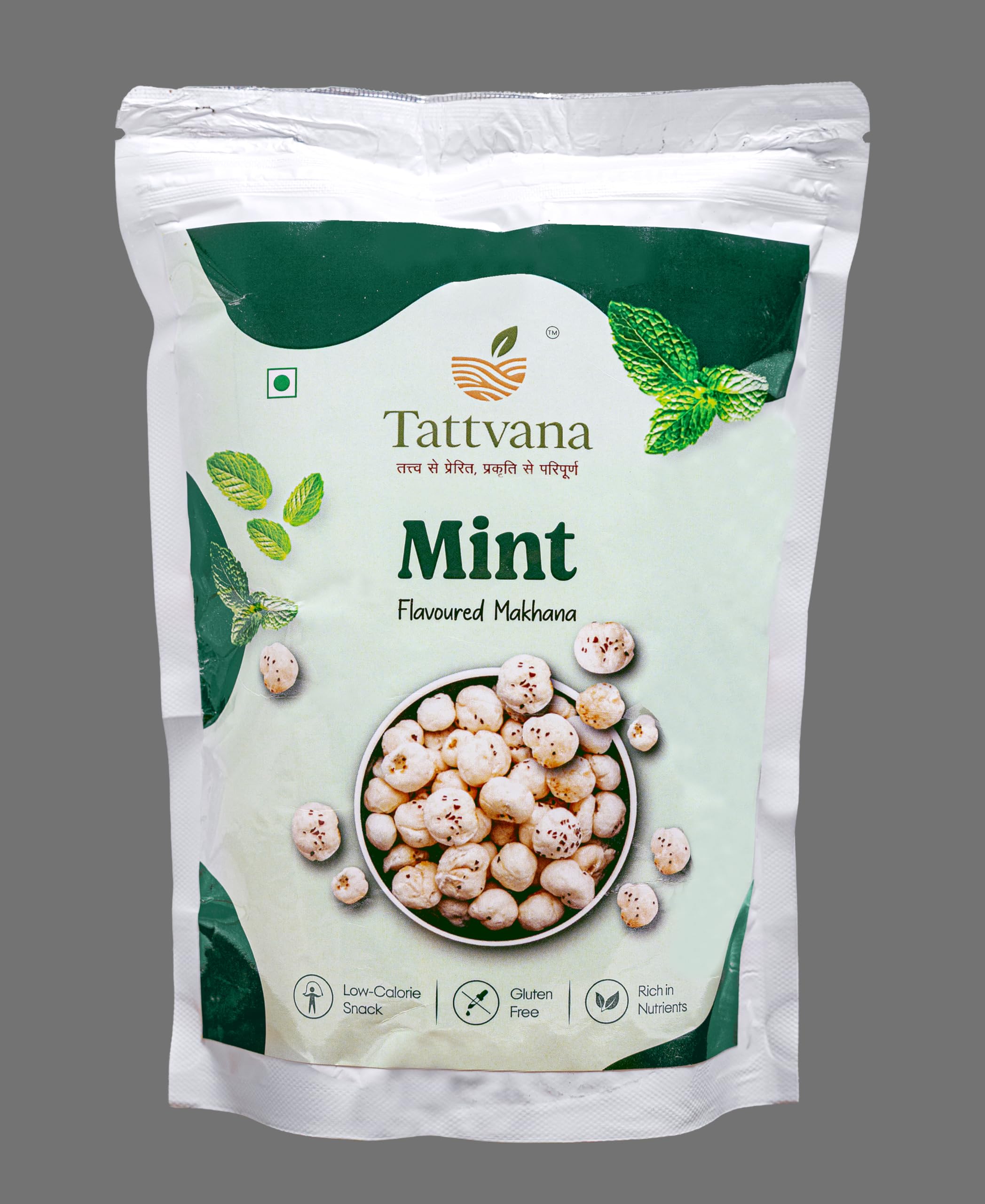 

Tattvana Mint Flavoured Makhana Roasted Fox Nuts Healthy Low Calorie Snack Gluten Free Popped Lotus Seeds Rich in Nutrients Refreshing Crunchy Na