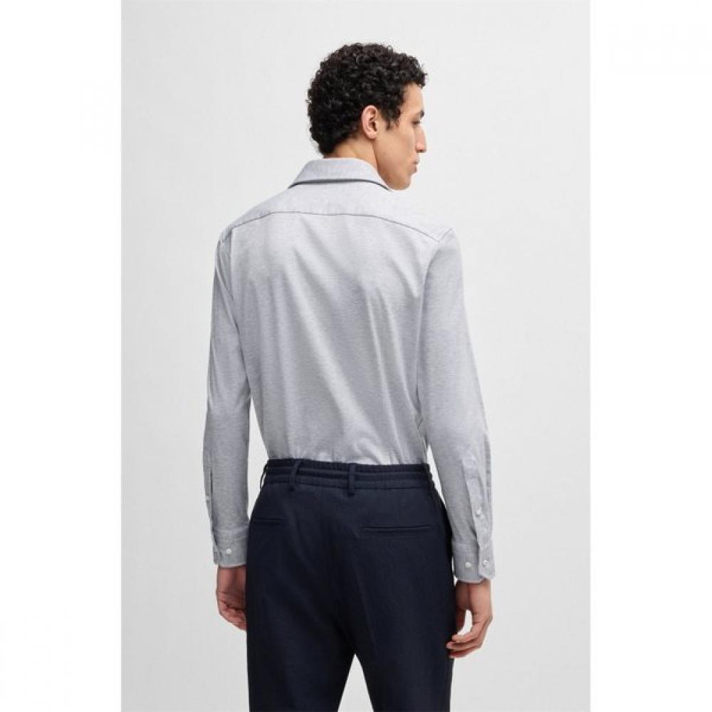 BOSS Italian Cotton Blend Slim Fit Shirt Open Grey  50539612073 