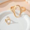 Metal Design Geometric Ladies Open Bracelet Ring Set Exaggerated Punk Temperament Jewelry