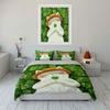 White Cat Holding Lucky Clover Printed Duvet Cover Set1 Duvet Cover+2 Pillowcasemulti Size Bedroom Bedding Decor Luxury Gifts
