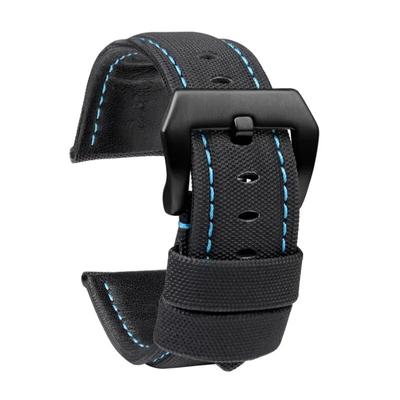 22mm 24mm 26mm Nylon Textur Lederarmband für Panerai PAM01661 441 Marina Uhrenarmband Schwarz Blaue Linie Uhrenzubehör