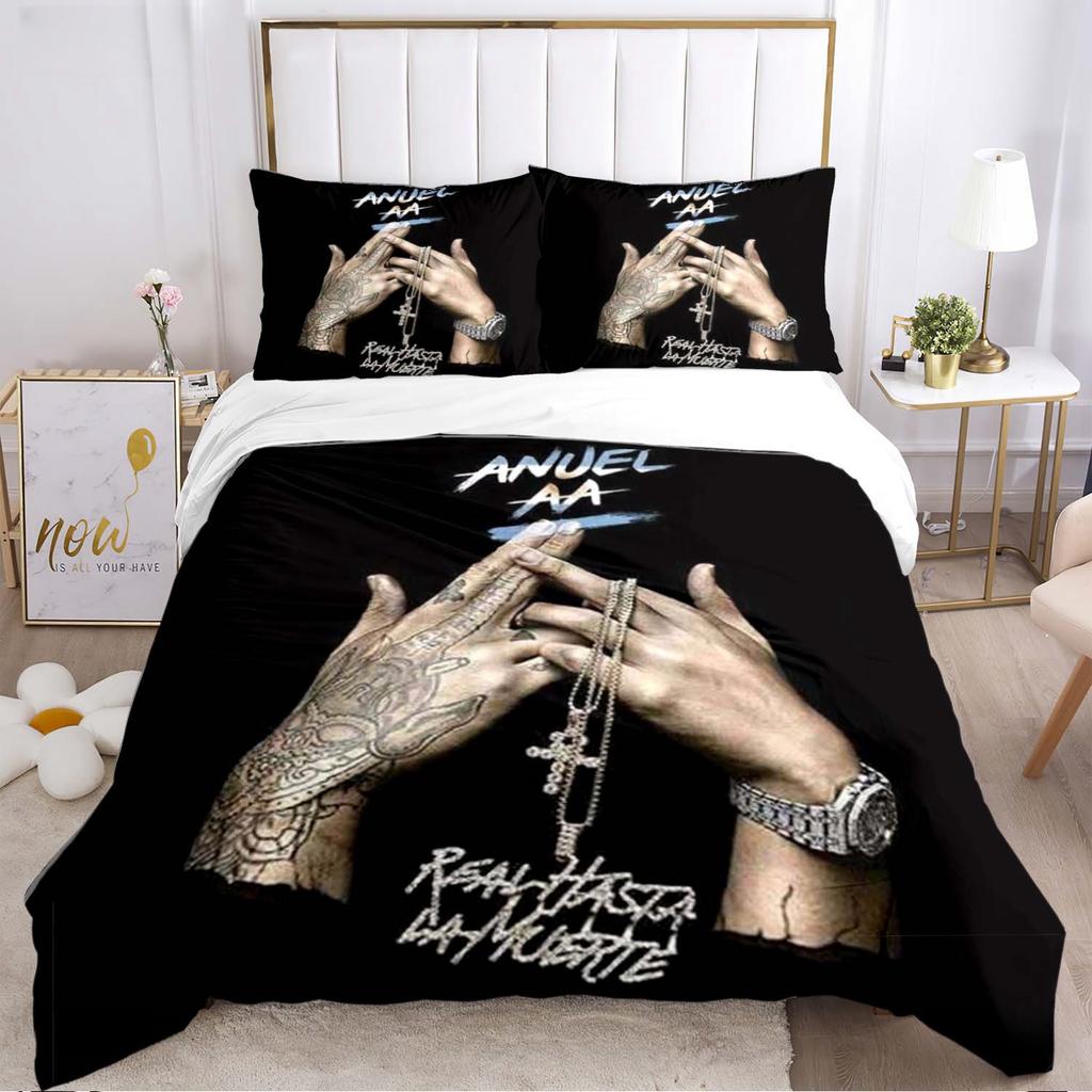 Anuel AA Rapper Hip Hop Singer All Season Duvet Cover Bedding Set Soft Quilt Cover and Pillowcases Teen Single_Double_Queen_King
