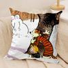 Cartoon CCalvin Hobbes Cute Cushion Cover Silky Short Plush Invisible Zipper Dustproof Sofa Pillow Case For Home Decor
