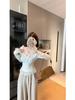 Chic Lace Patchwork Bow Tie Long Sleeve Plush Top for Autumn/Winter