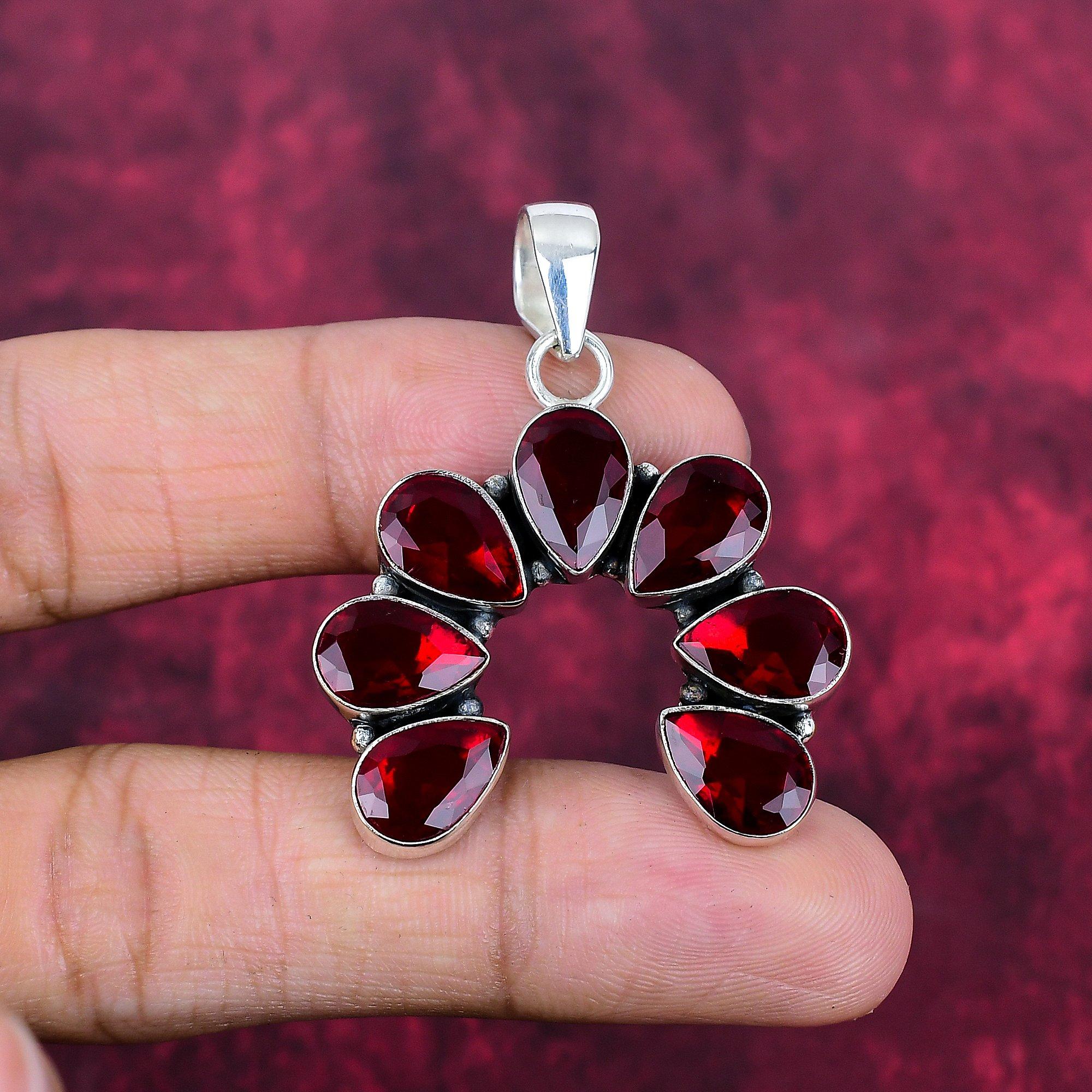 

Подвеска из цельного серебра 925 пробы с гранатом, подвеска из драгоценного камня ручной работы, подарок жене, абсолютно новый кулон 1.77 Inches