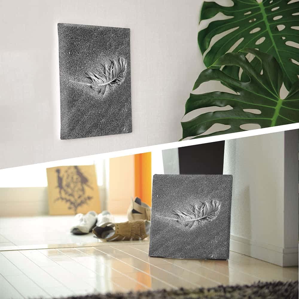 Feather Monochrome Fabric Wall Art Panel, 57 x 57 cm