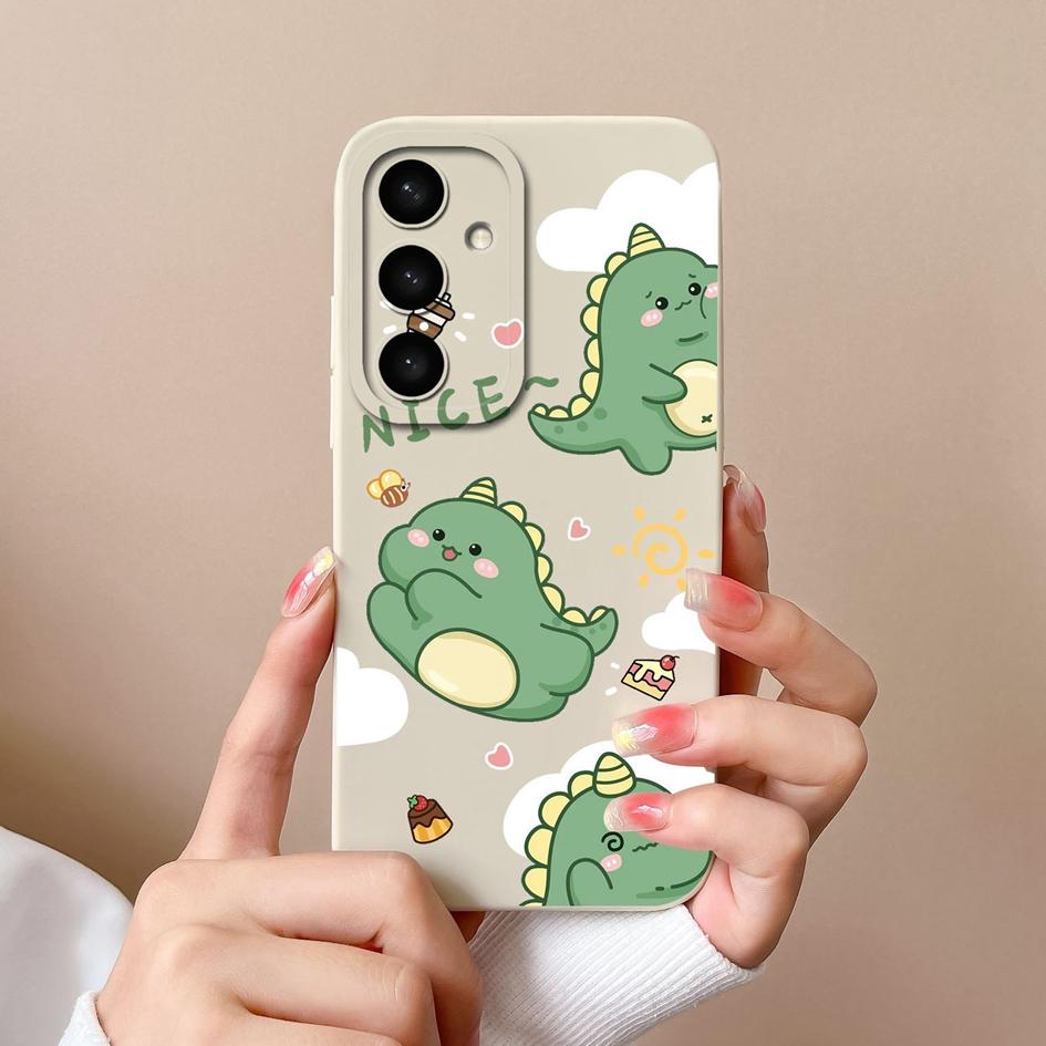 Funda para Teléfono Para Samsung A05 A36 A56 A26 S25 Plus Ultra F14 A05S A16 Funda Silicona Líquida Encantadora Cubierta de Dinosaurio A Prueba de Golpes Protectora Para Samsung Capas