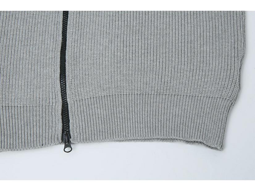 STONE Uniszex Cipzáras Kardigán Álló Galléros Jelvényes Kötött Pulóver Őszre/Télre