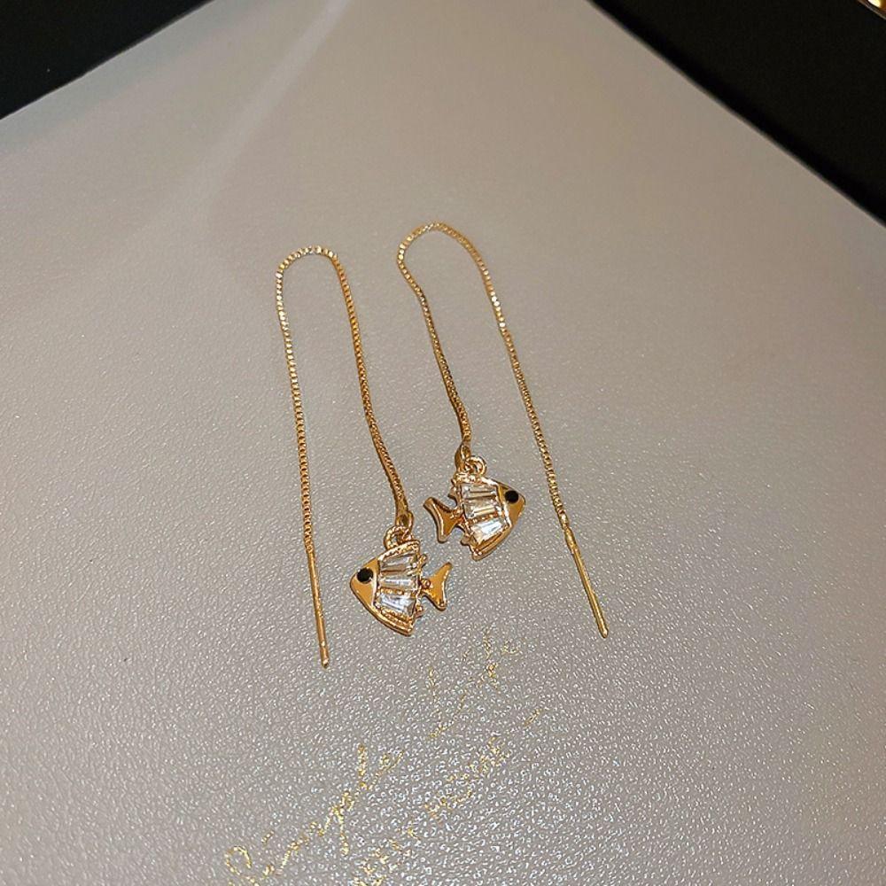 

Длинные серьги с кисточками на цепочке, золотые серьги в корейском стиле, милые женские висячие серьги, женские серьги