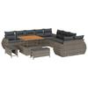 Garden Sofa Set with Cushions and Storage 13 Pcs Grey