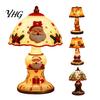 Office Desk Decorations Christmas Lighted Table Lamp, Santa Claus Reindeer Ornaments Desktop Ornament for Living Room Bedroom Indoor Holiday