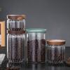Vertical Acacia Wood Cover Tea Can Coffee Bean Storage Sealed Tank Kitchen Home Storage Tank