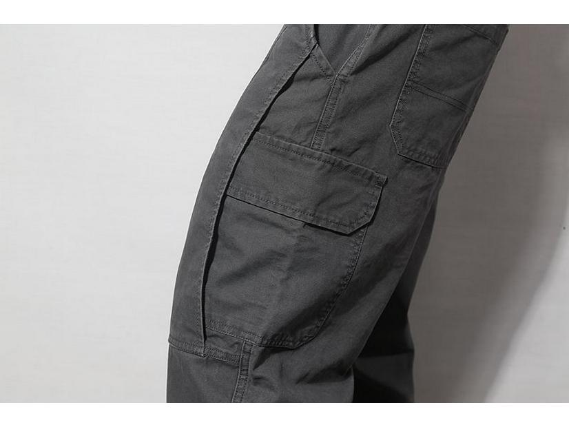 Herren Retro Japanische Mehrfach-Taschen Tapered Overalls - Schwergewichtige Freizeit-Hosen für Frühling und Herbst