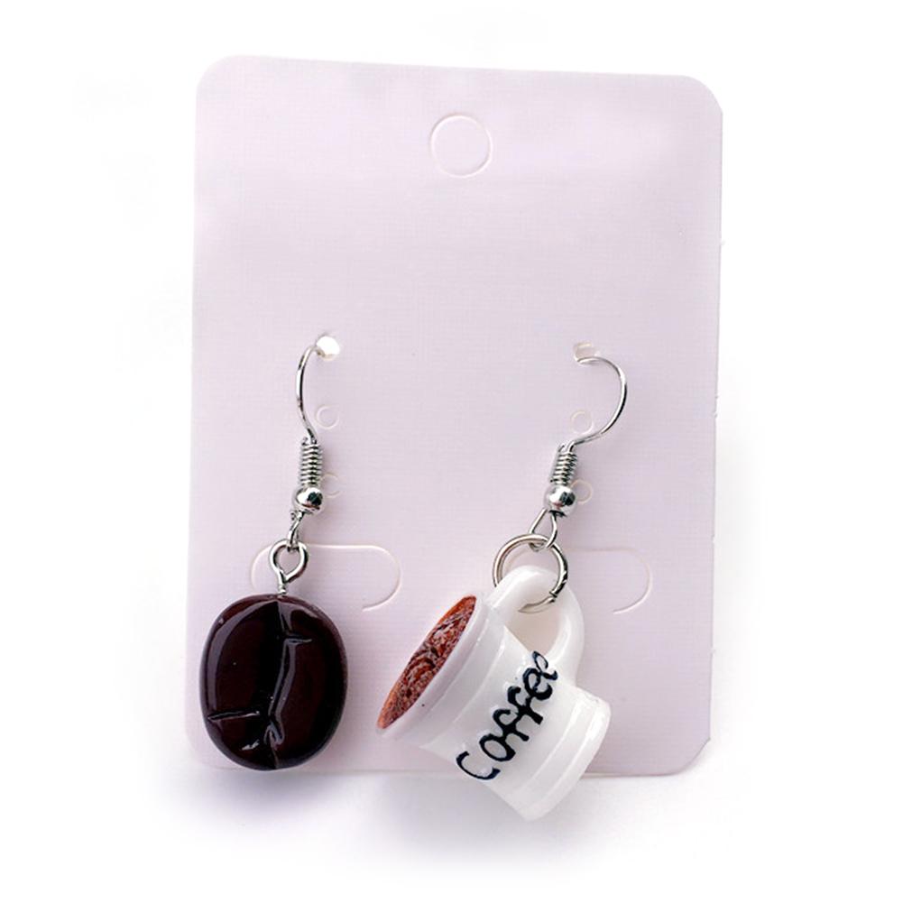 Pendientes de Gancho Colgantes Asimétricos Divertidos para Mujer con Taza de Grano de Café y Gota para Bebida