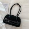 2025 Autumn/Winter New Style Korean Versatile Bowling Underarm Bag Suede Retro Shoulder Bag Square Handbag Korean Style Simple