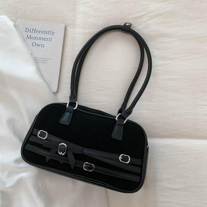 2025 Autumn/Winter New Style Korean Versatile Bowling Underarm Bag Suede Retro Shoulder Bag Square Handbag Korean Style Simple