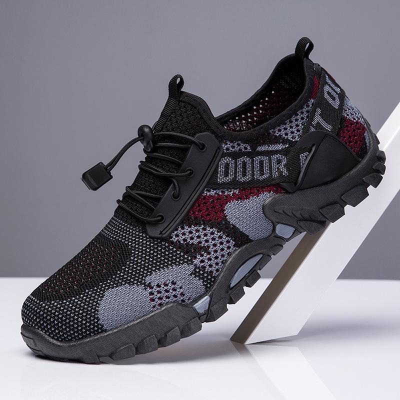 2025 Spring New Shoes Men's Camouflage Shoes Flying Woven Breathable Shoes Men