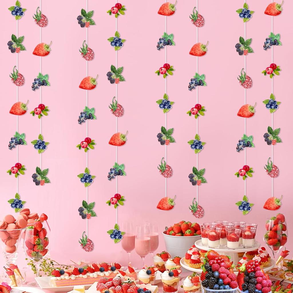 Kreatwow Berry Party Decoration Berry Party Streamers Berry Party Hanging Decorations Strawberry Blueberry Party Decor Berry Birthday Party Supplies
